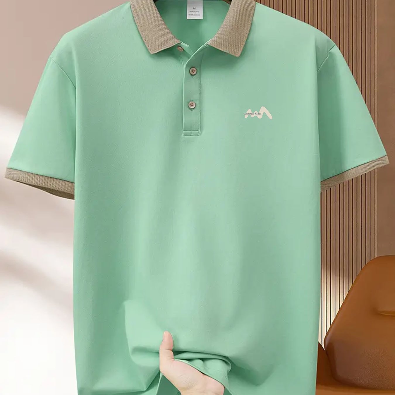 Men's Short Sleeve Polo Shirt with Patterned Letter Print – Business Casual Golf Tee