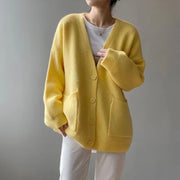 Cozy Preppy Knit Cardigan - Chic Loose Button-Up Sweater