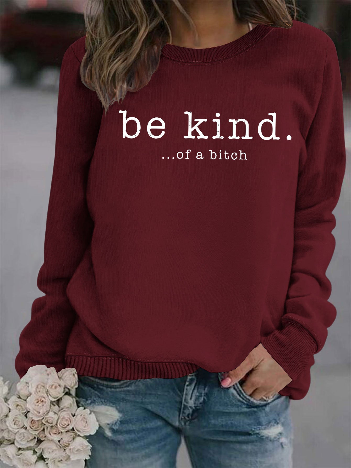 Women's Casual Printed Round Neck Pullover Hoodie