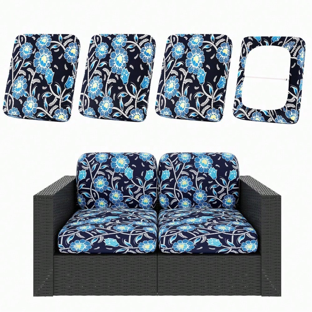 4pcs/ 8pcs/12pcs Patio Cushion Covers, Stretch Outdoor Couch Cushion Covers Replacement, Washable Outdoor Chair/Sofa Slipcovers for Patio Furniture Cushion Protector with Elastic Bottom (Paisley, Cover solely)