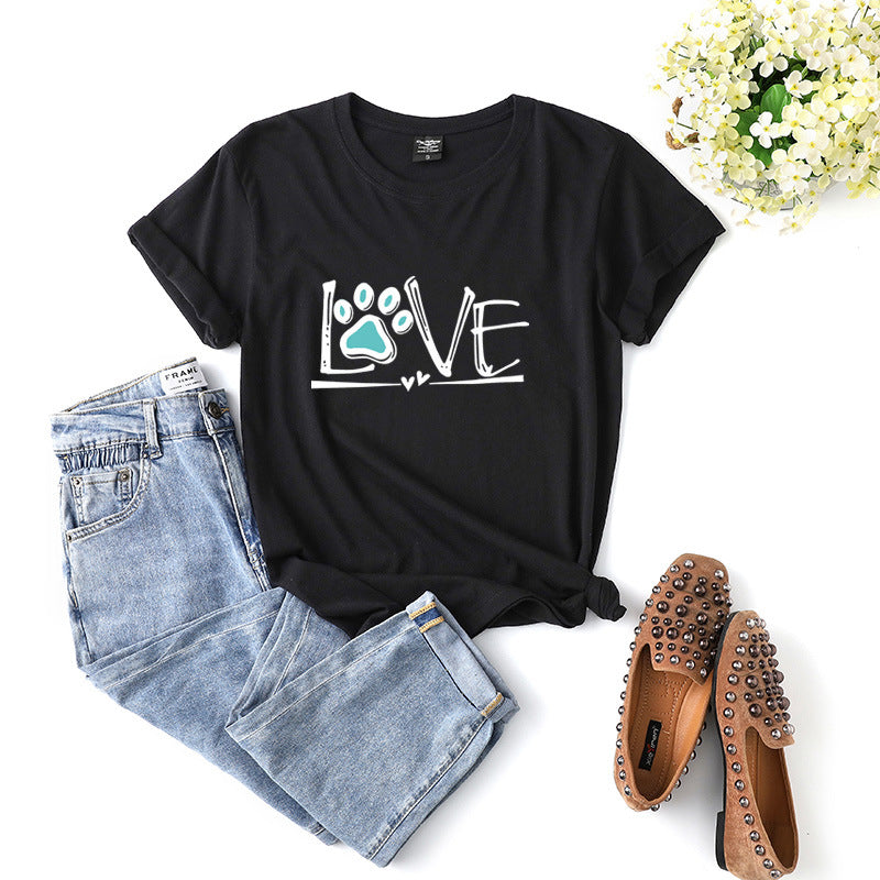 Chic Plus Size Letter Print Loose Cotton T-Shirt