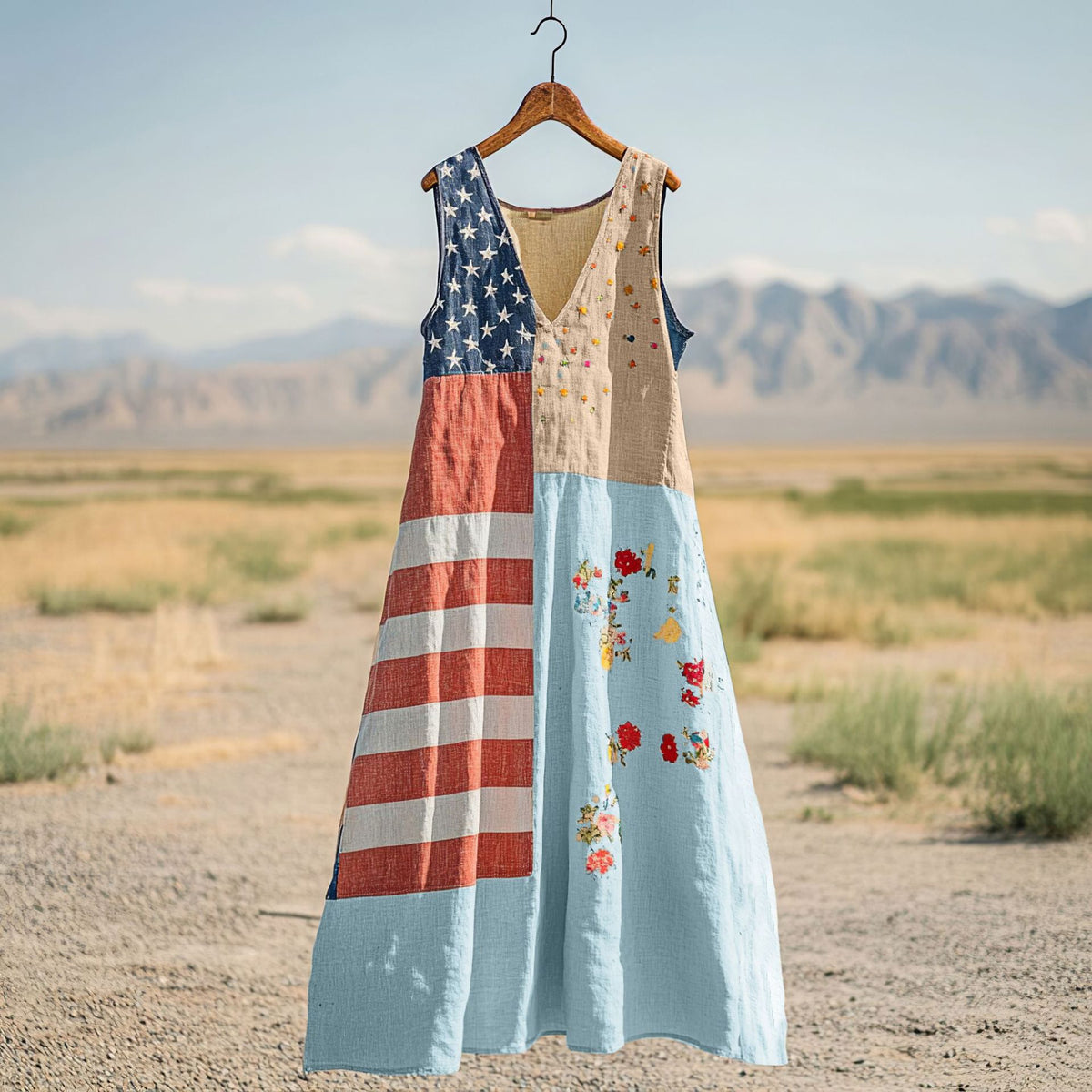 Loose-fit Casual Womens Sleeveless Dress with Digital Print