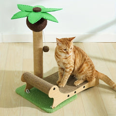 2-in-1 cat scratching chair and house with plush faux fur and sisal rope