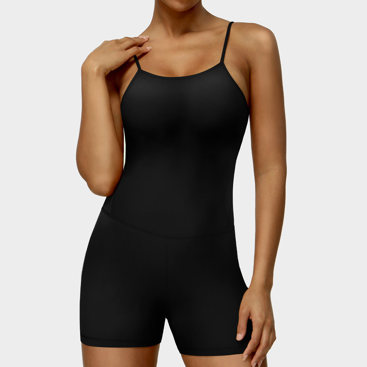 Thin Strap Yoga Clothes Shorts Suit Nude Feel One-piece Workout Top