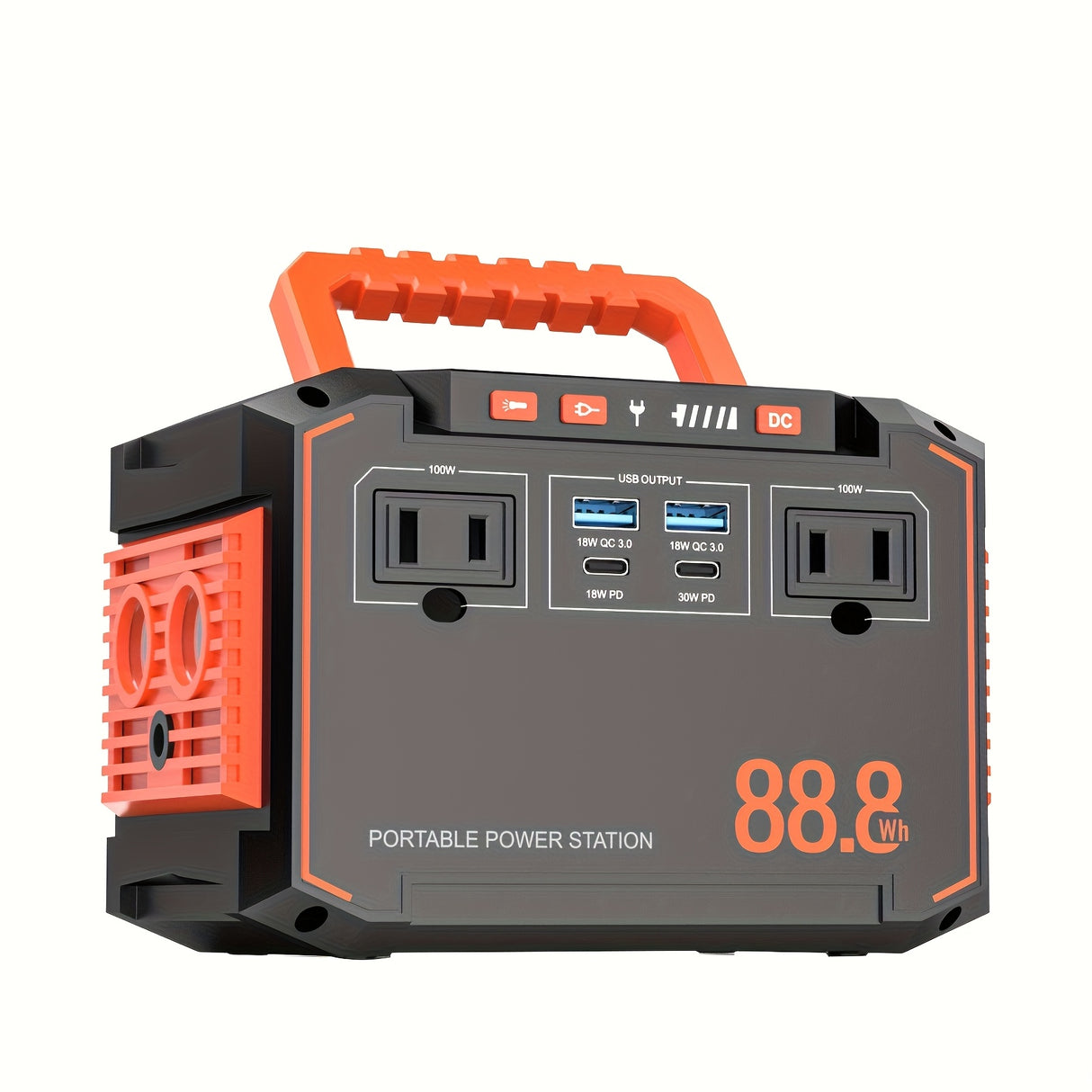 150W/300W Portable Camping Power Station 88.8Wh/111Wh/240Wh With 30/60W Solar Panel Or 88.8Wh/240Wh.with 2*AC/USB-C PD/USB QC3.0/DC Output, LED Emergency Power Light For Outdoor Camping, RV Traveli...
