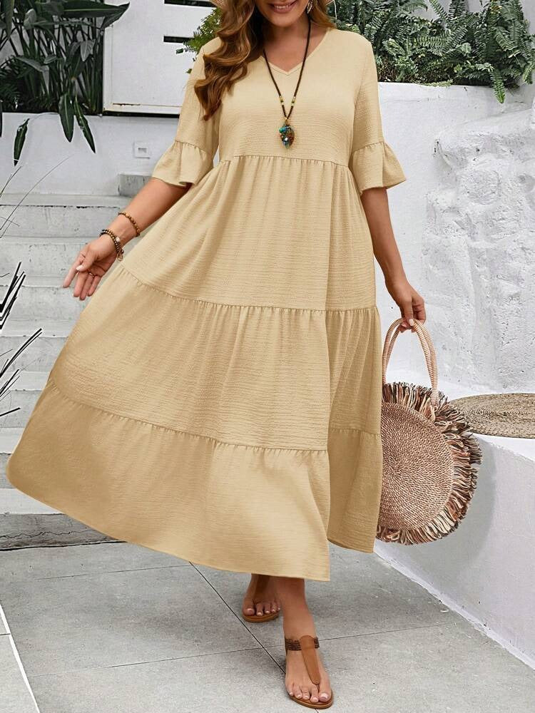 New Arrival Women's V-neck Maxi Swing Dress, Multi Colors & Plus Sizes Available