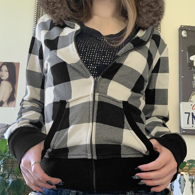 Women's Hooded Fur Collar Waist Zipper Coat