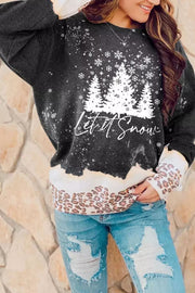 Chic Leopard Print Loose Round Neck Women's Fashion Sweater