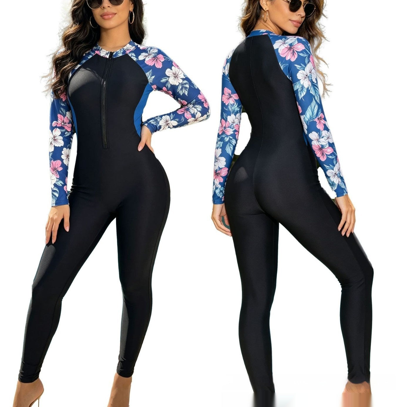 Womens Zip-up Sun-protection One-piece Wetsuit