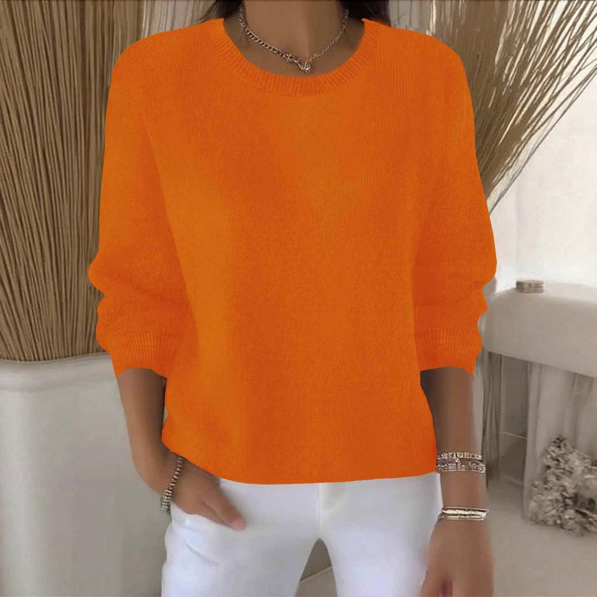 Women's Solid Color Long Sleeve Sweater