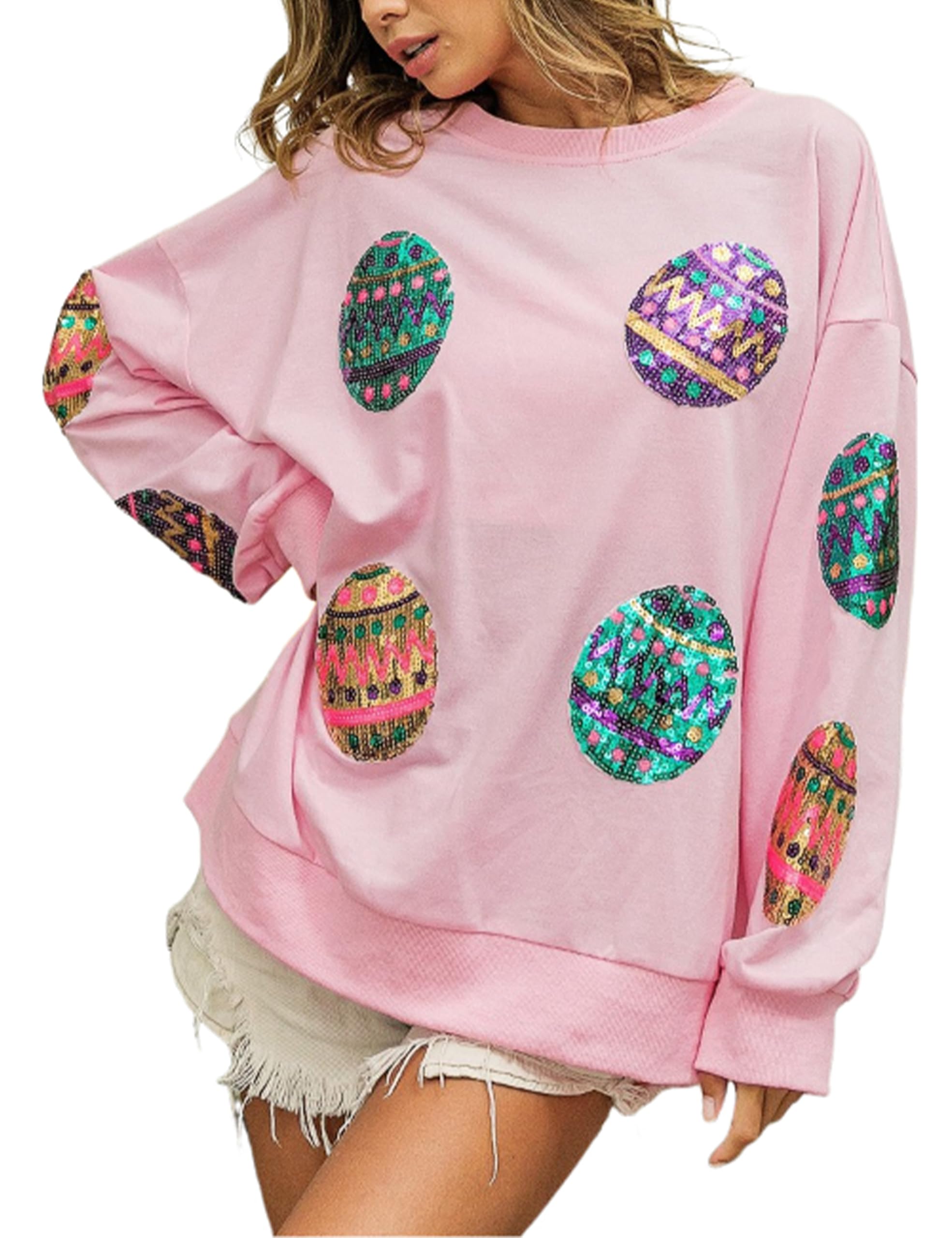 Women's Sparkle Sequined Long Sleeve Knitted Sweater