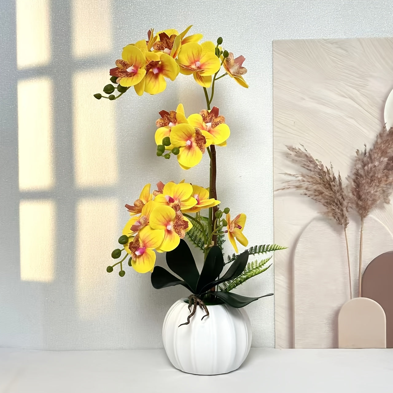 Premium artificial orchid potted plant for indoor and outdoor decor