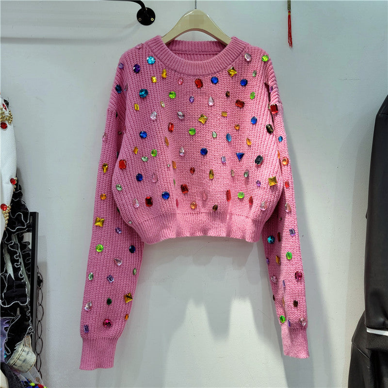 Sparkling Diamond Loose Knit Sweater for Women