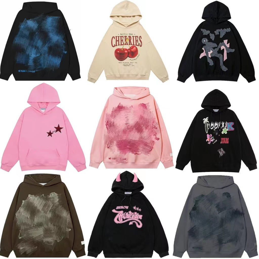 Retro Casual Couple's Sporty Matching Hoodie
