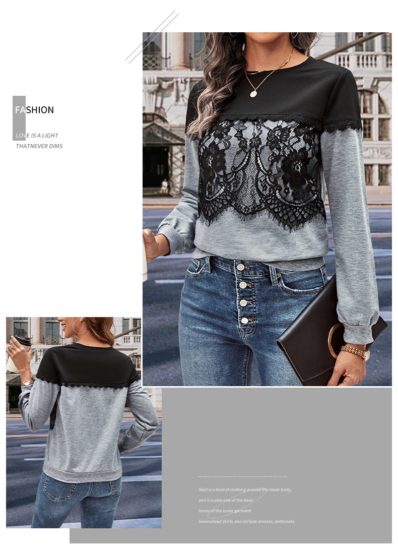 Chic Color-Block Long-Sleeve Sweater for Fall