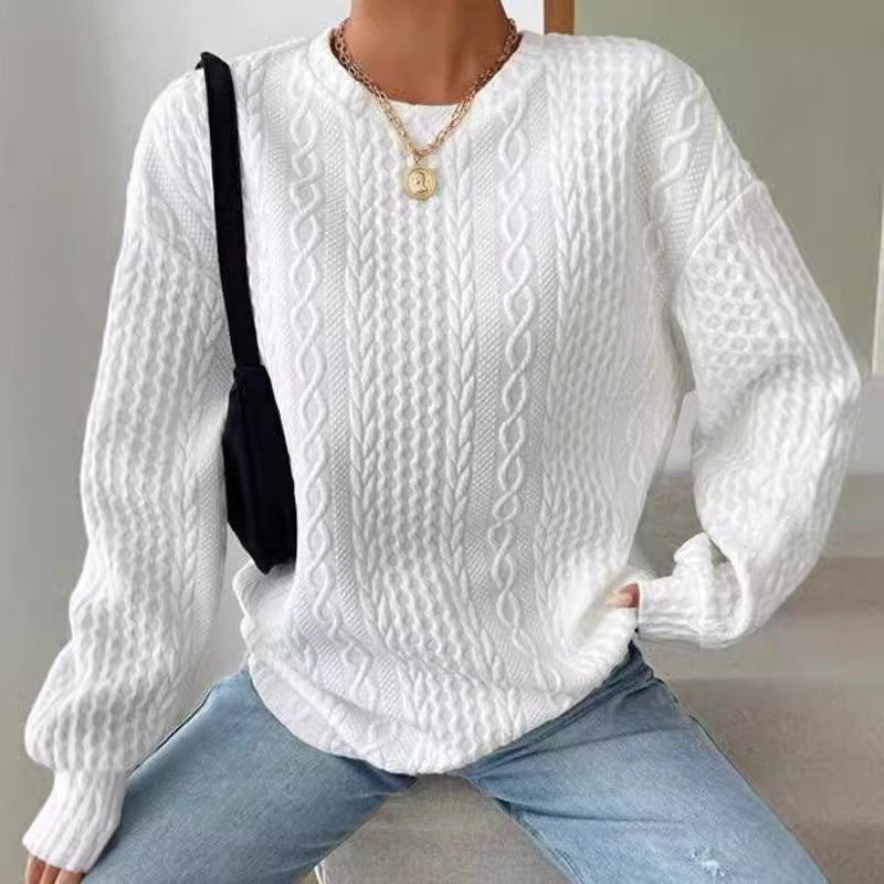 Women's Cozy Jacquard Round Neck Casual Sweater
