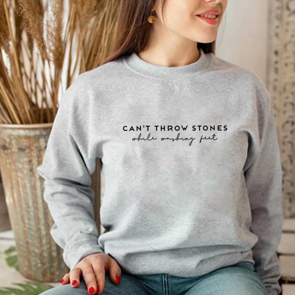 Floral Slogan Long Sleeve Pullover Sweatshirt