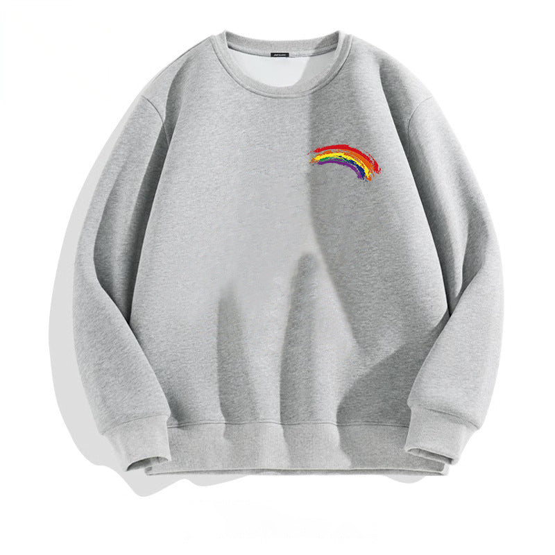 Women's Long-sleeved Solid Color Rainbow Printing Sweater