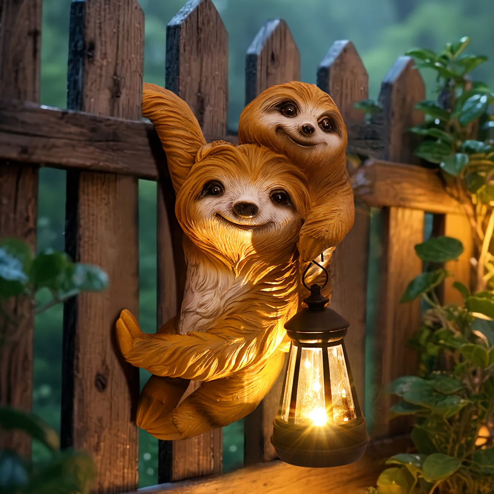 Sloth Garden Statue - Tree-Hugging Sloth Wall Art, Resin Outdoor/Indoor Hanging Decor with Hugging Tree Branches, Cute Sloth Sculpture for Christmas/Easter/Halloween Gifts, Easy Mounting (No Tools)…