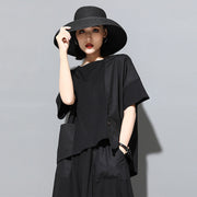Stylish Asymmetrical Patchwork Short‑Sleeve Top for Women
