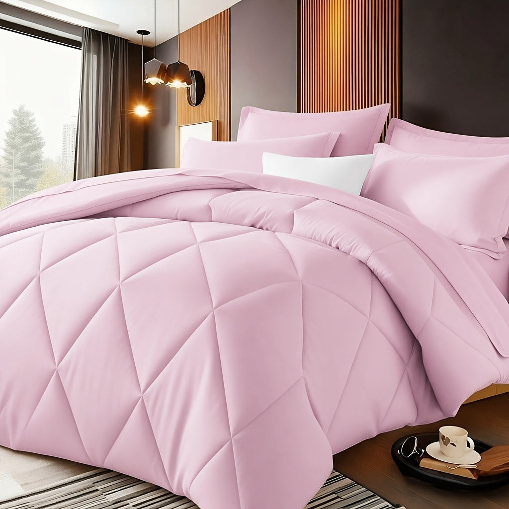2‑Piece Solid Color Diamond‑Pattern Bed Sheet Set – Large & Extra‑Large, Ultra‑Fine Fiber Quilt with Pillowcase