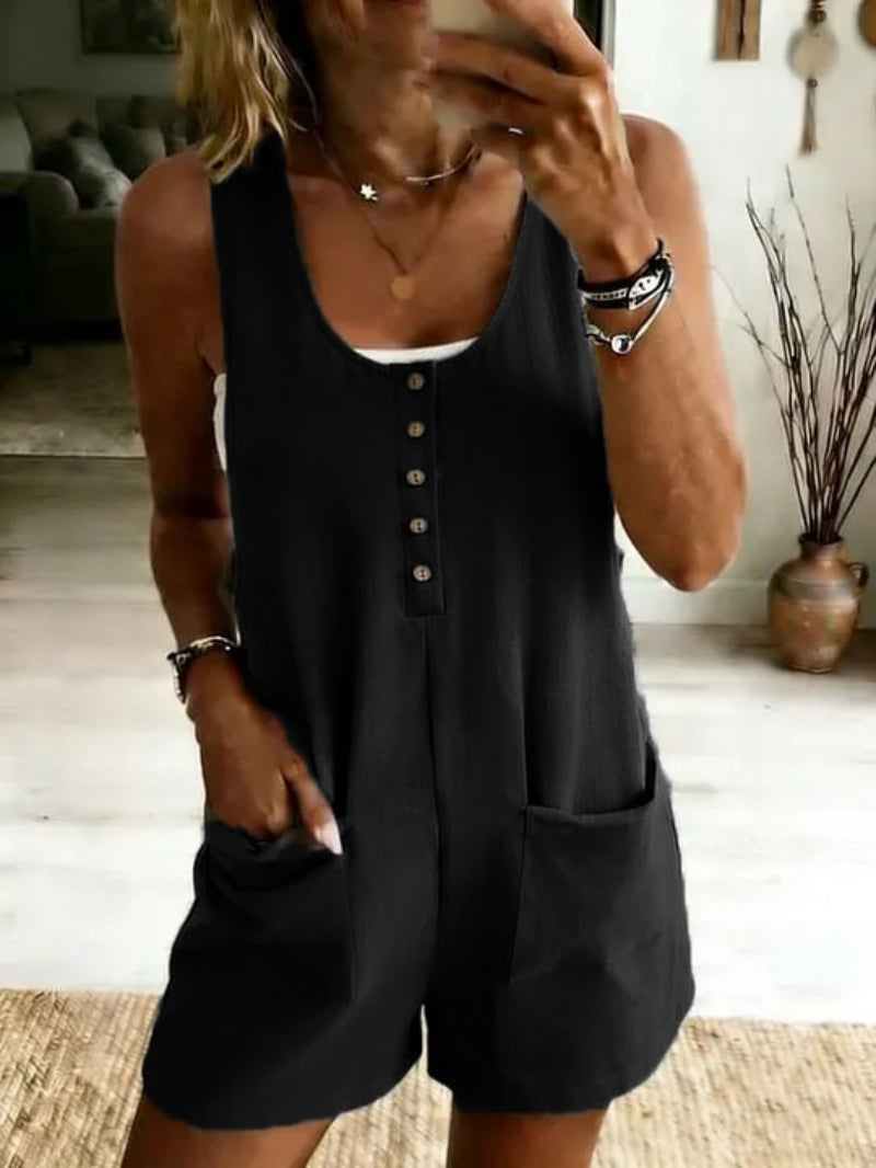 Chic Button-Front Pocket Jumpsuit for Women