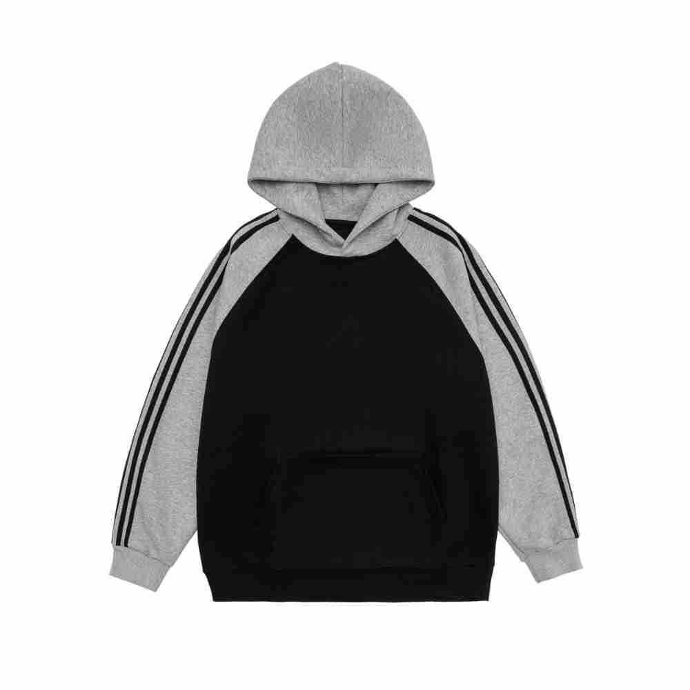 Unisex Contrast Stripe Raglan Pullover Casual Sweatshirt