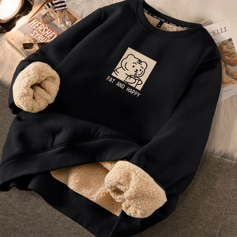 Women's Cute Printed Thickened Fleece Pullover Sweater