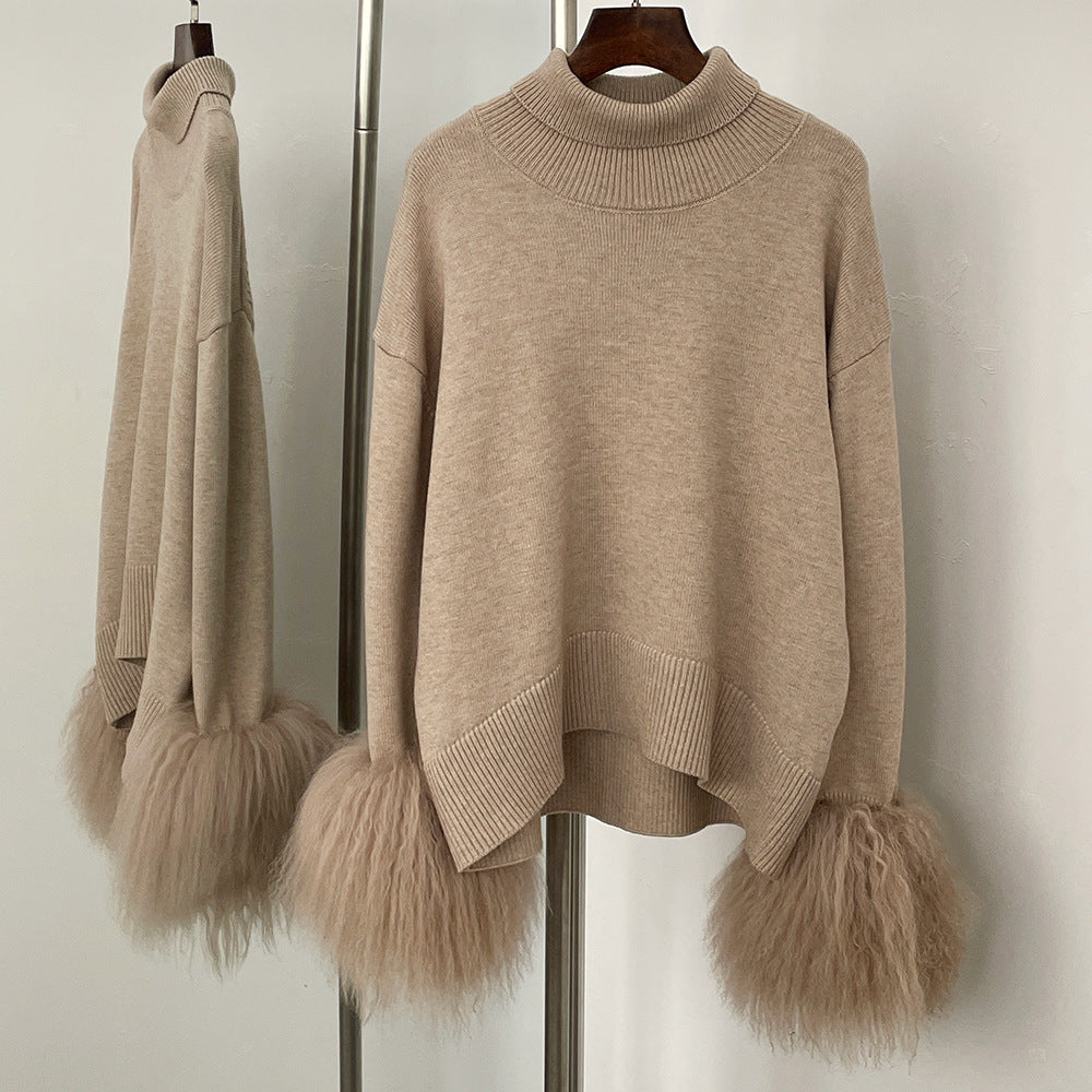 Loose-fitting Turtleneck Pullover Knit Sweater for Women