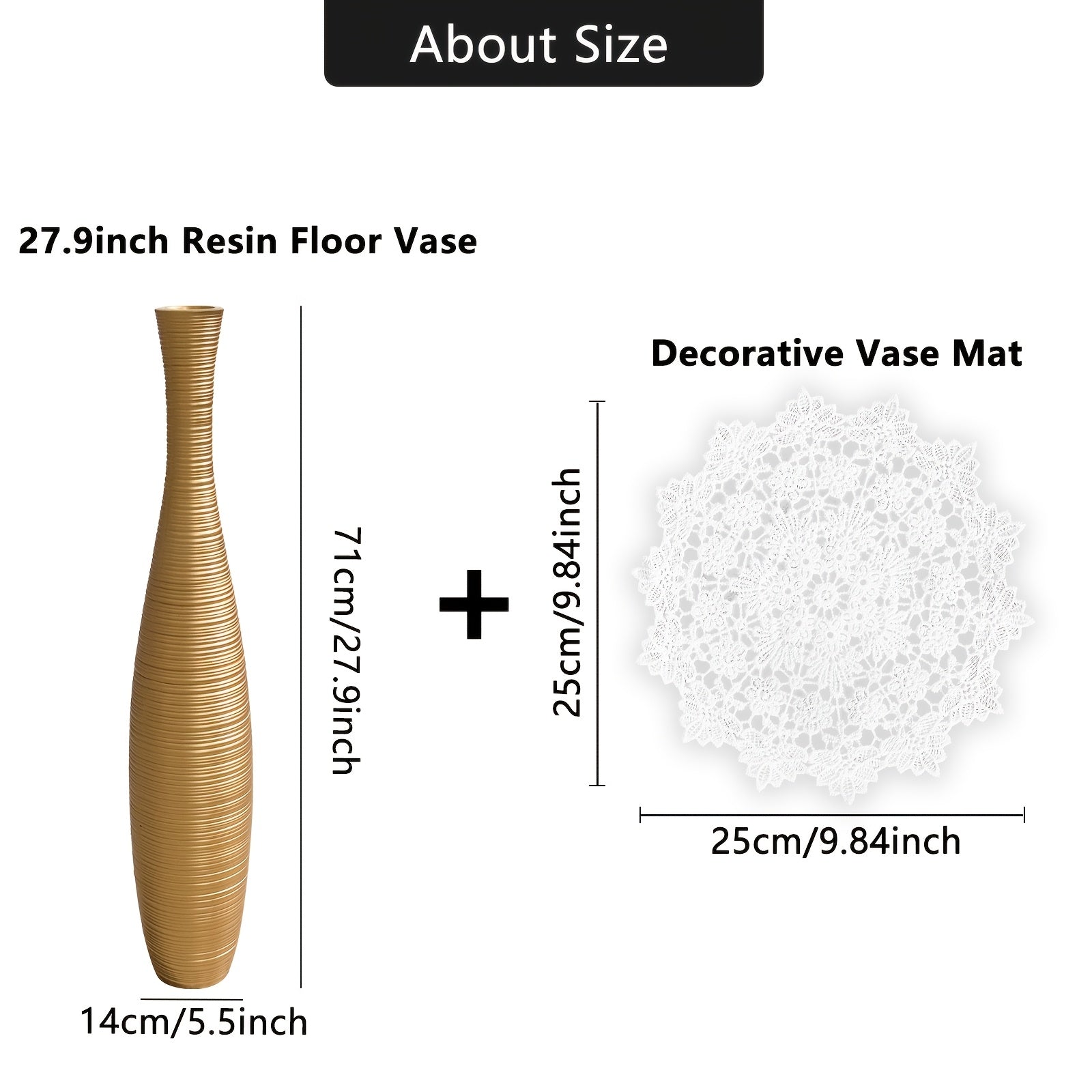 Extra-large resin floor vase with horizontal stripes