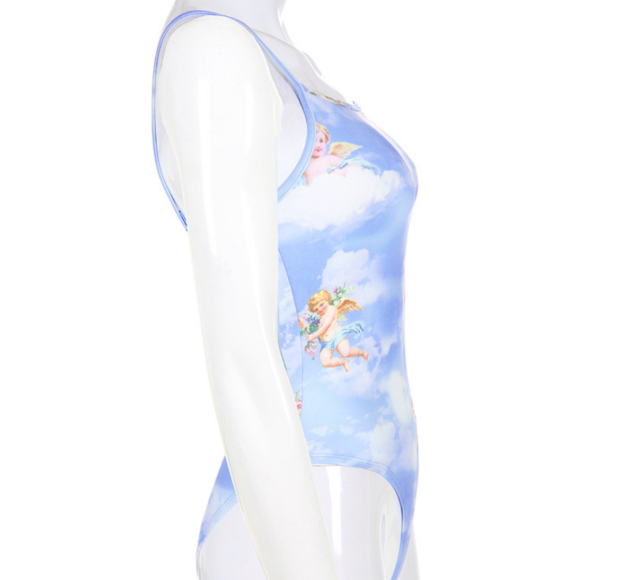Angel Print Sexy Sleeveless Jumpsuit for Nightclub