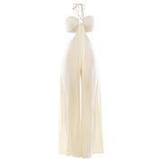 Loose Lace Up Hanging Neck Hollow Jumpsuit