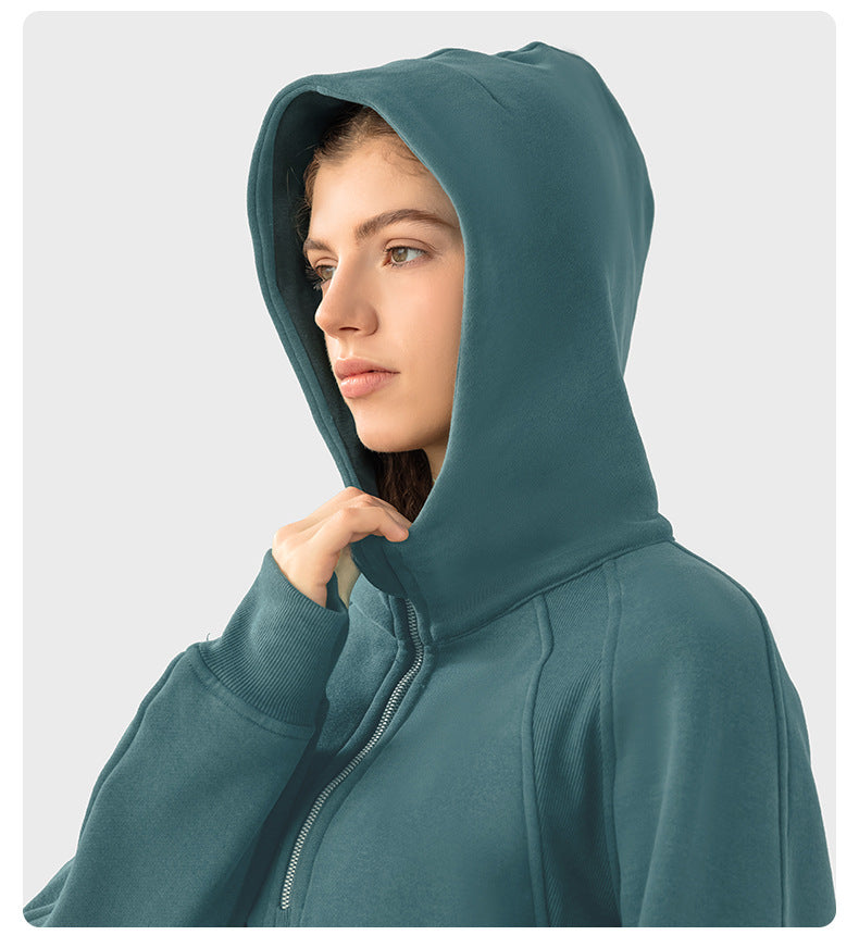 Autumn And Winter Hoodie Half Zipper Sweater Women's Short Casual Loose All-Match Sports Top