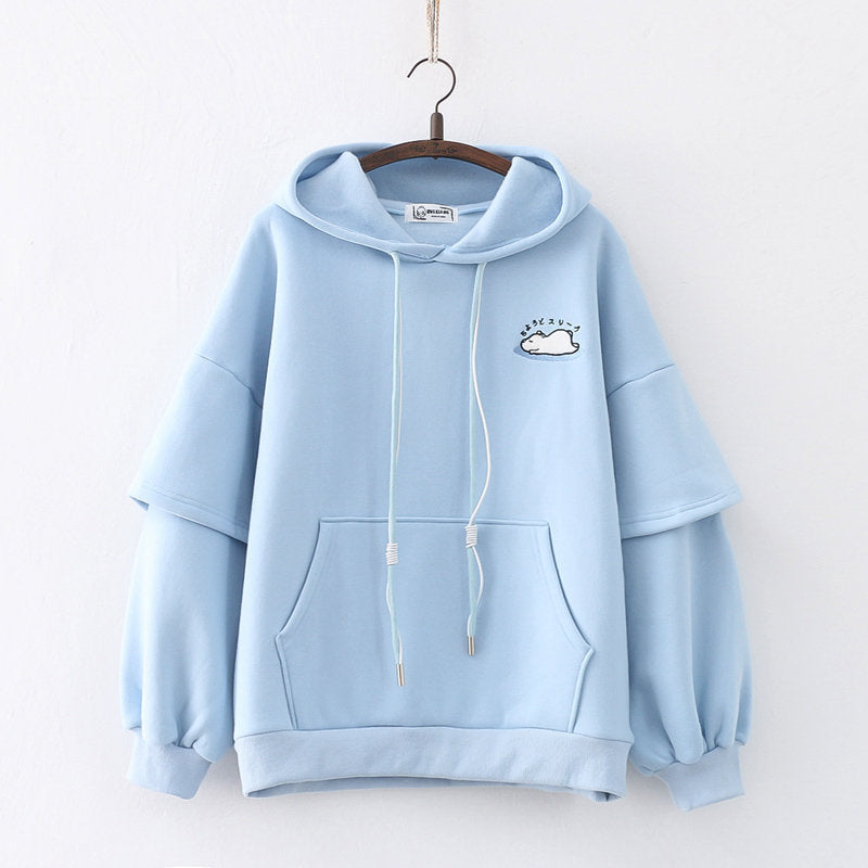 Letter Hooded Cashmere Padded Warm Sweater