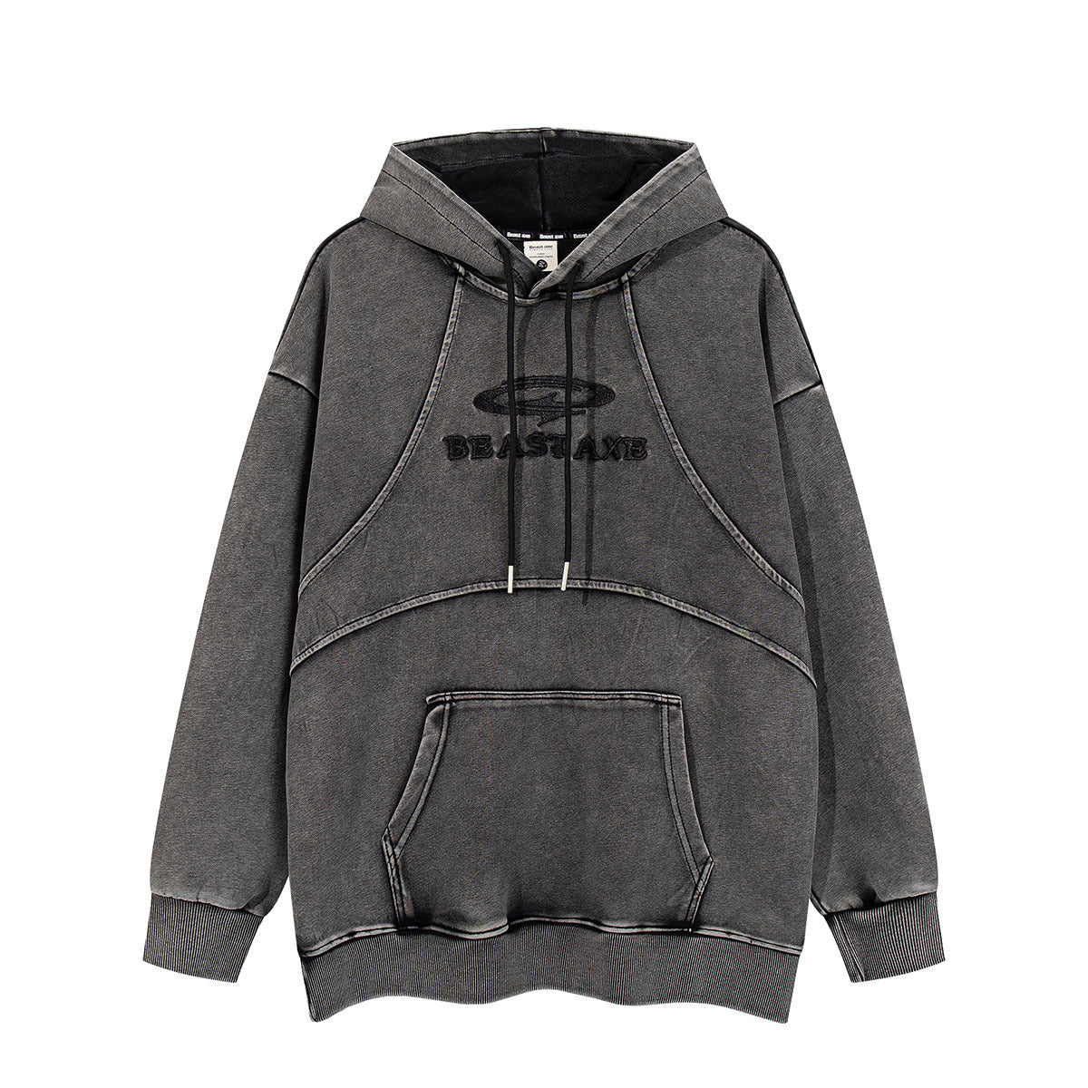 Vintage Washed Patchwork Retro Streetwear Hoodie