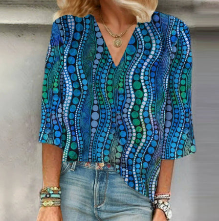 Cross-border Amazon Clothing 3D Printed V-neck Pullover Leisure Cropped POD Customization