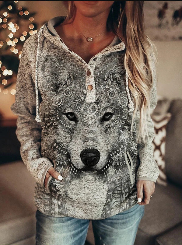 Cozy Gray Printed Women's Autumn & Winter Sweater