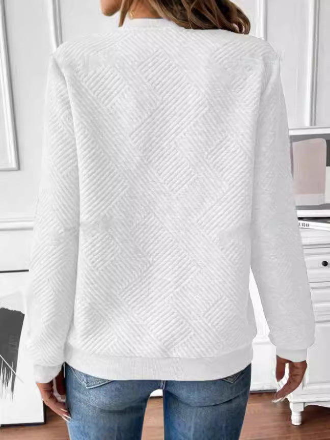 Women's Zip-Neck Long Sleeve Loose Sweatshirt