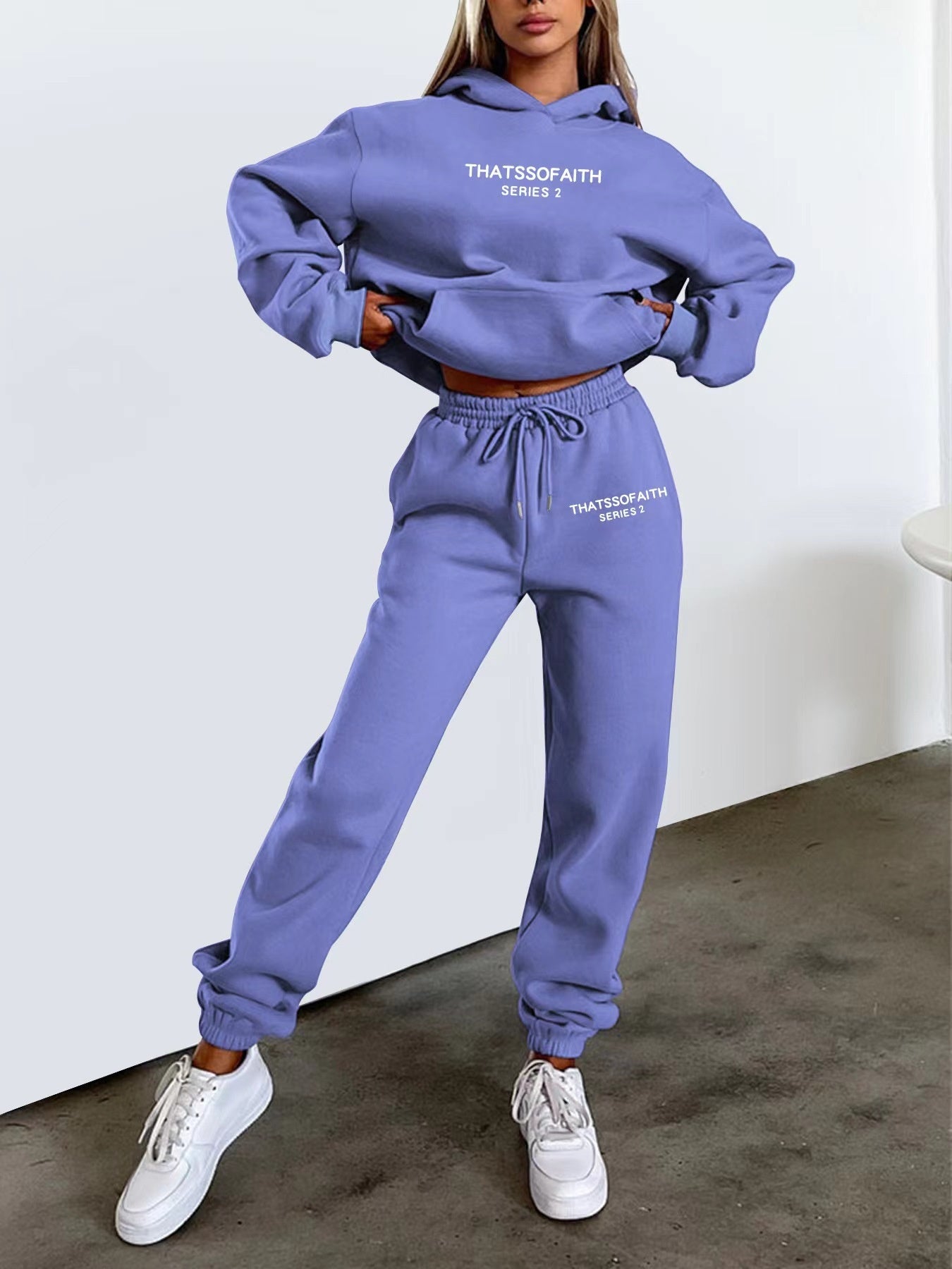 Women's Letter Print Hoodie & Trousers Set