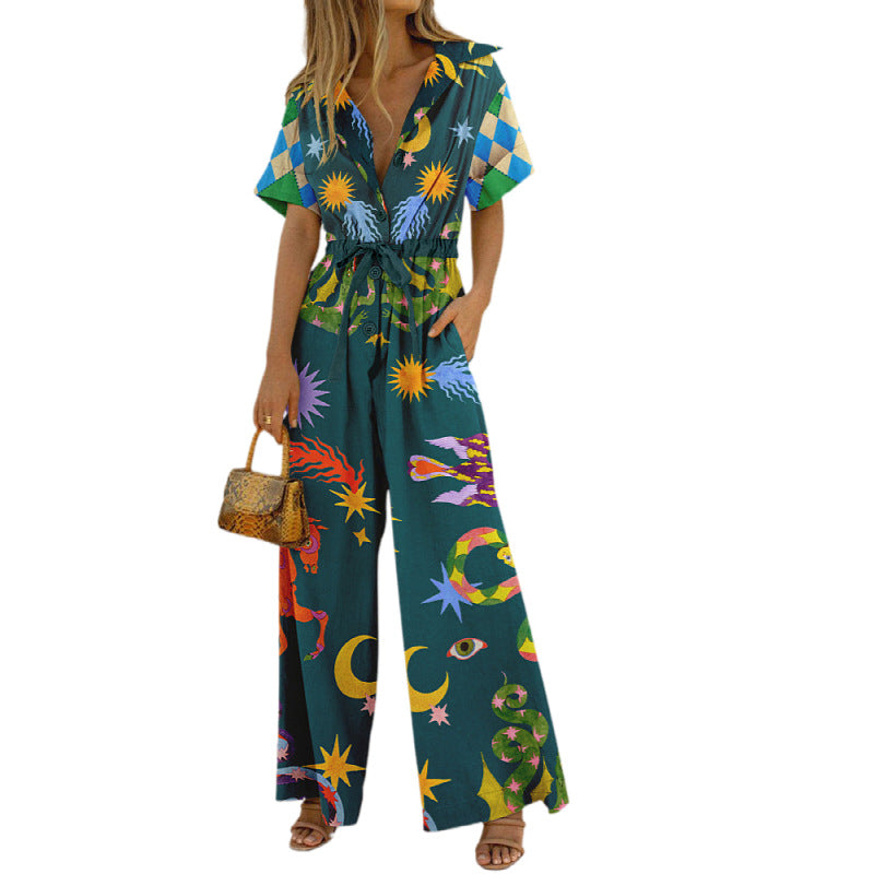 High Waist Casual Cotton Linen Jumpsuit for Women