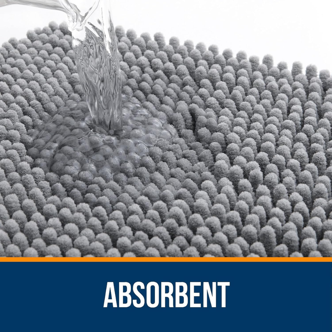 Bathroom Rugs Extra Soft Absorbent Chenille Bath Rugs Rubber Backing Quick Dry Machine Washable Bath Mats for Bathroom Floor Tub and Shower Home Decor Accessories Grey