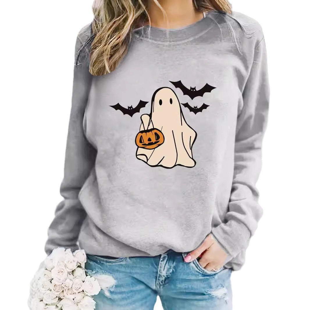 Spooky Cute Ghost Print Halloween Pullover Sweatshirt
