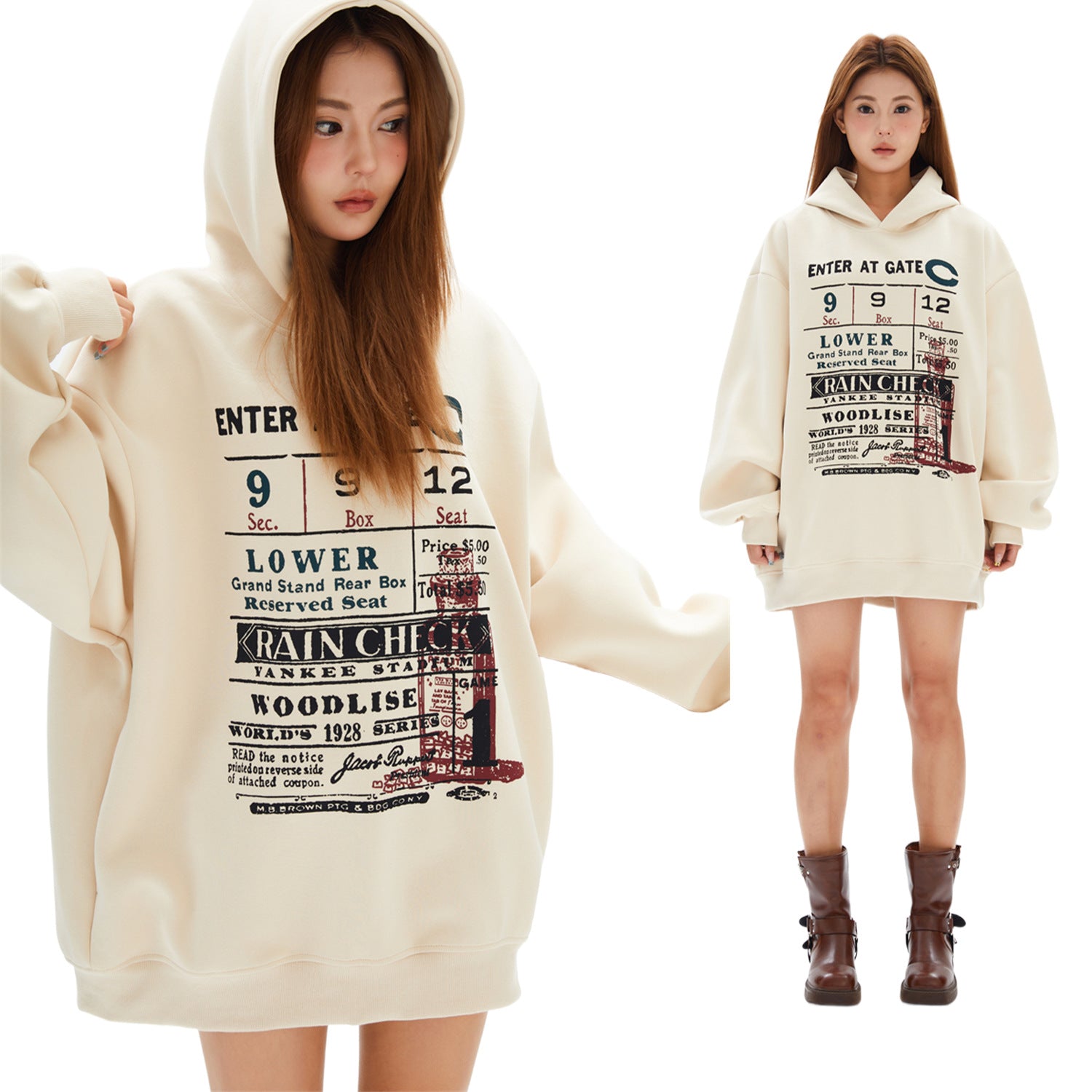 Retro American Oversized Hooded Sweatshirt