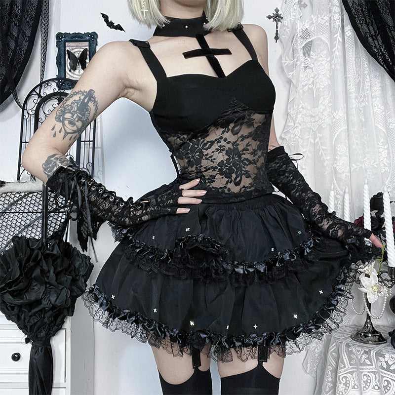 Gothic Lace Camisole Top for Edgy Looks