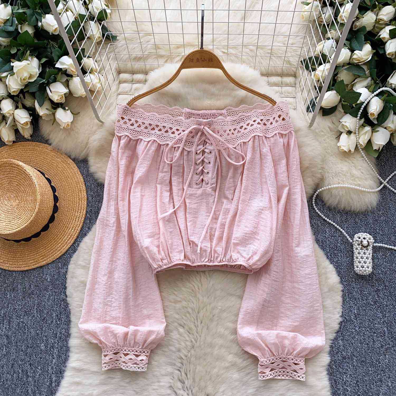 Stylish Cleverly Designed Off-Shoulder Long-Sleeve Shirt For Women