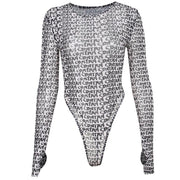 Micro Transparent Long Sleeve Skinny Inner Match Women's Printed