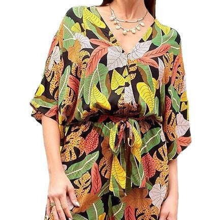Women's V-Neck Lace-Up Batwing Jumpsuit