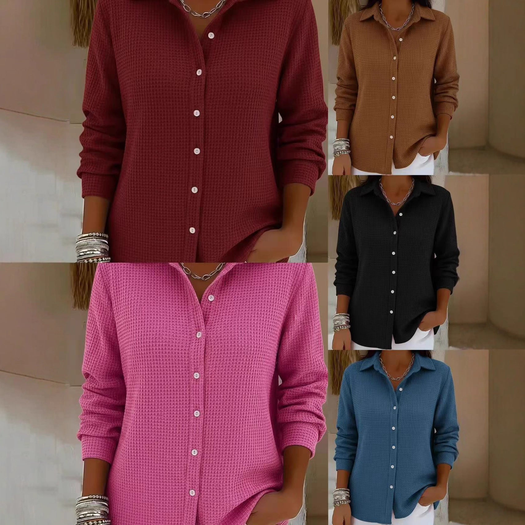 Button-front Knitted Cardigan With A Lapel Neckline