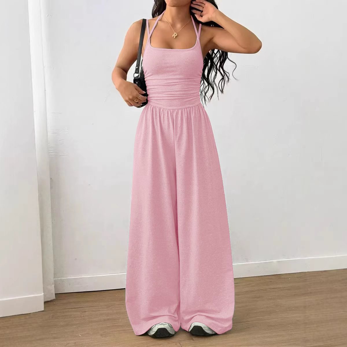 Elegant Black Wide-Leg Camisole Jumpsuit for Women