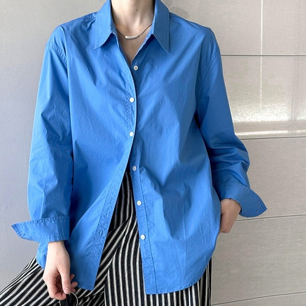 Women's Lapel-Neck Loose Casual Long-Sleeve Shirt